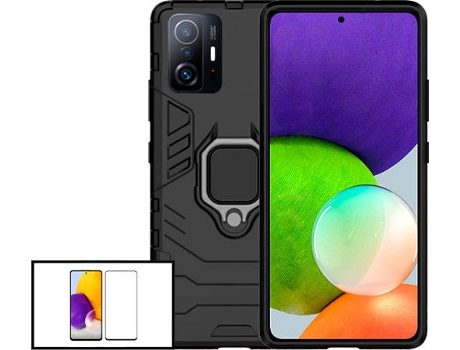 Kit Protector de Cristal Templado 5D Full Cover y Funda 3X1 Military Defender Xiaomi Mi 11T Pro PHONECARE Negro