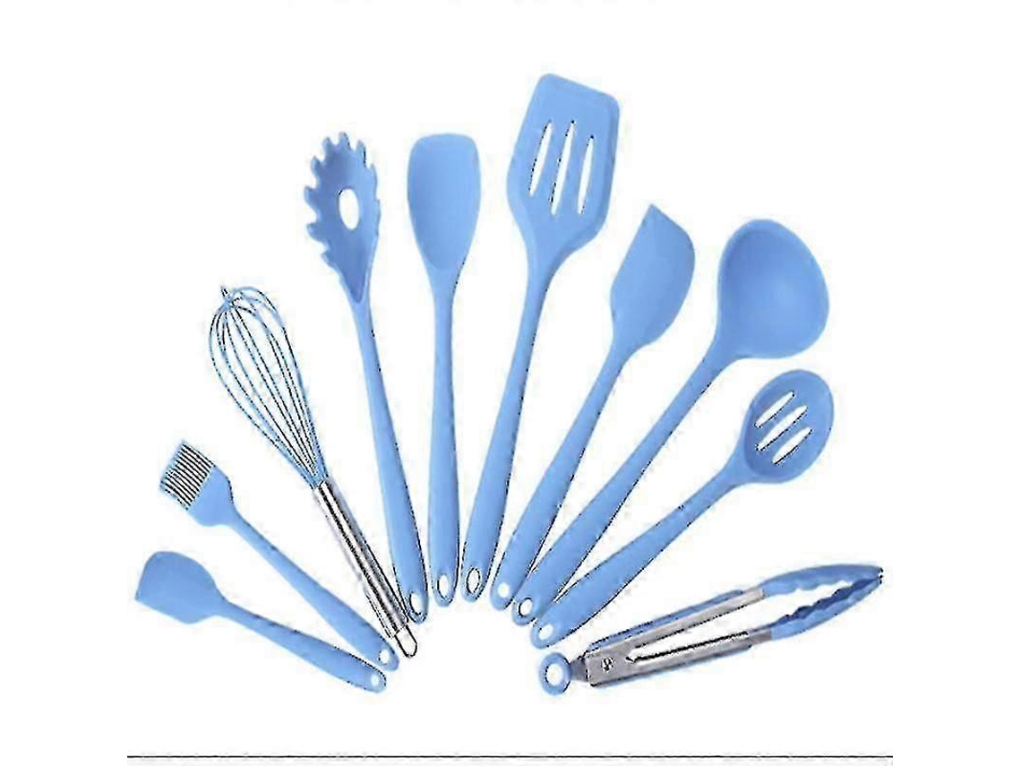 Juego de utensilios de cocina de 10 piezas, de silicona, con pinzas, espátula y cuchara, Km Nostalgia88