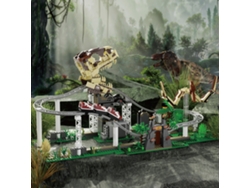 (1291 Piezas) Bloque De Construcción De Partículas Pequeñas, Modelo De Parque De Atracciones De Montaña Rusa De Dinosaurio, Adorno