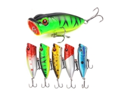 5 Señuelos De Pesca De Superficie De 6,5 Cm/11,8 G Con Anzuelo Triple Y Ojos 3d Para Agua Dulce Y Salada.