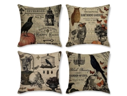 2026-30528-4 Fundas De Almohada De Algodón Lino Decorativas Halloween Para Sofá Cama Oficina Coche Decoración Rural