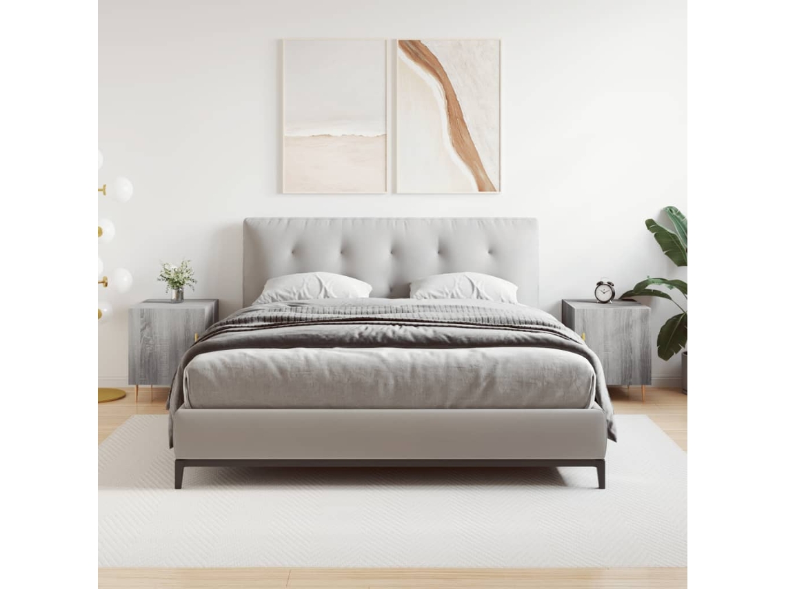 Mesitas de Noche 2Pzs 40X40X50 Cm Madera Procesada Gris Sonoma