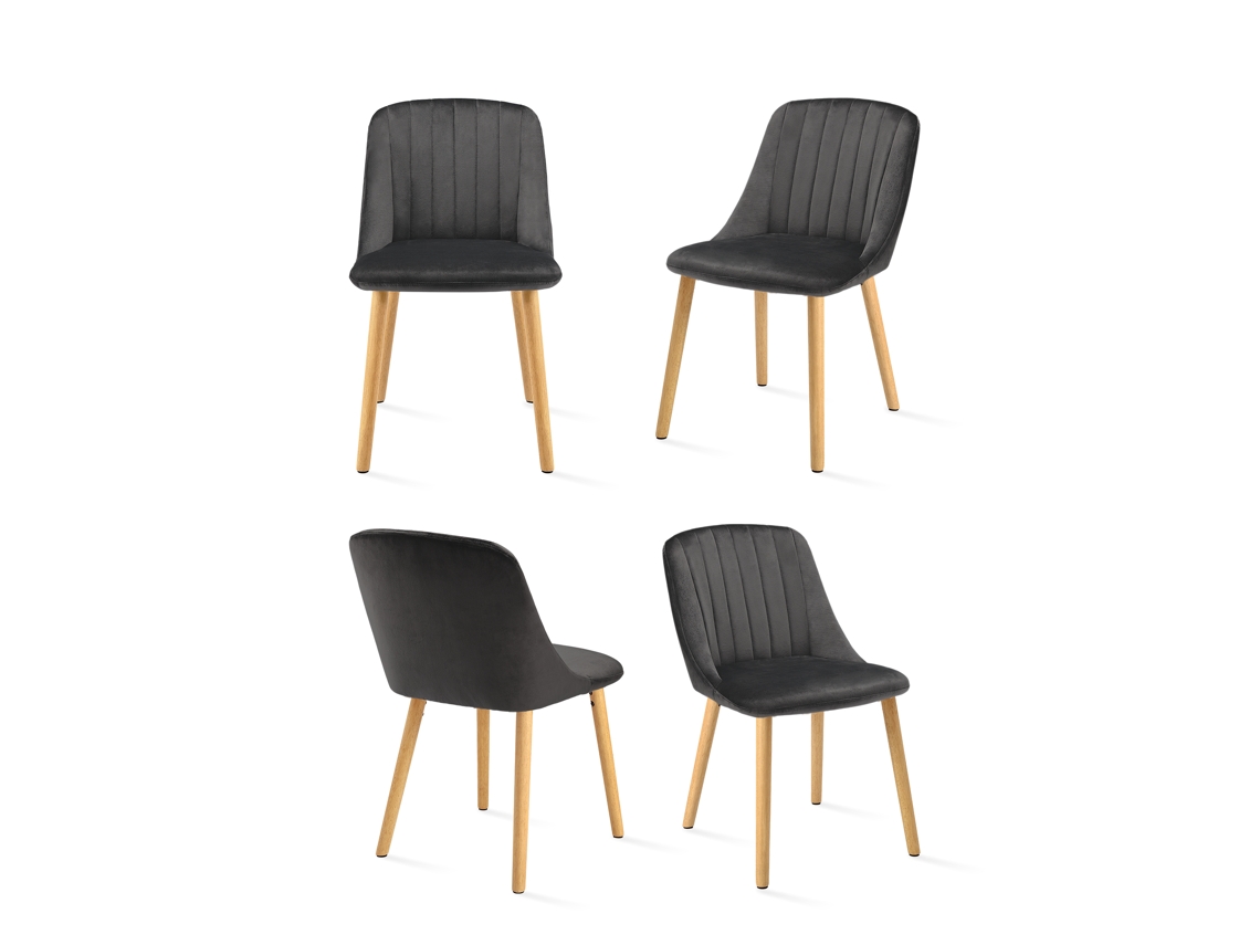 Sillas De Comedor Goeurvant 993(pack De 4, Gris Oscuro, Terciopelo)