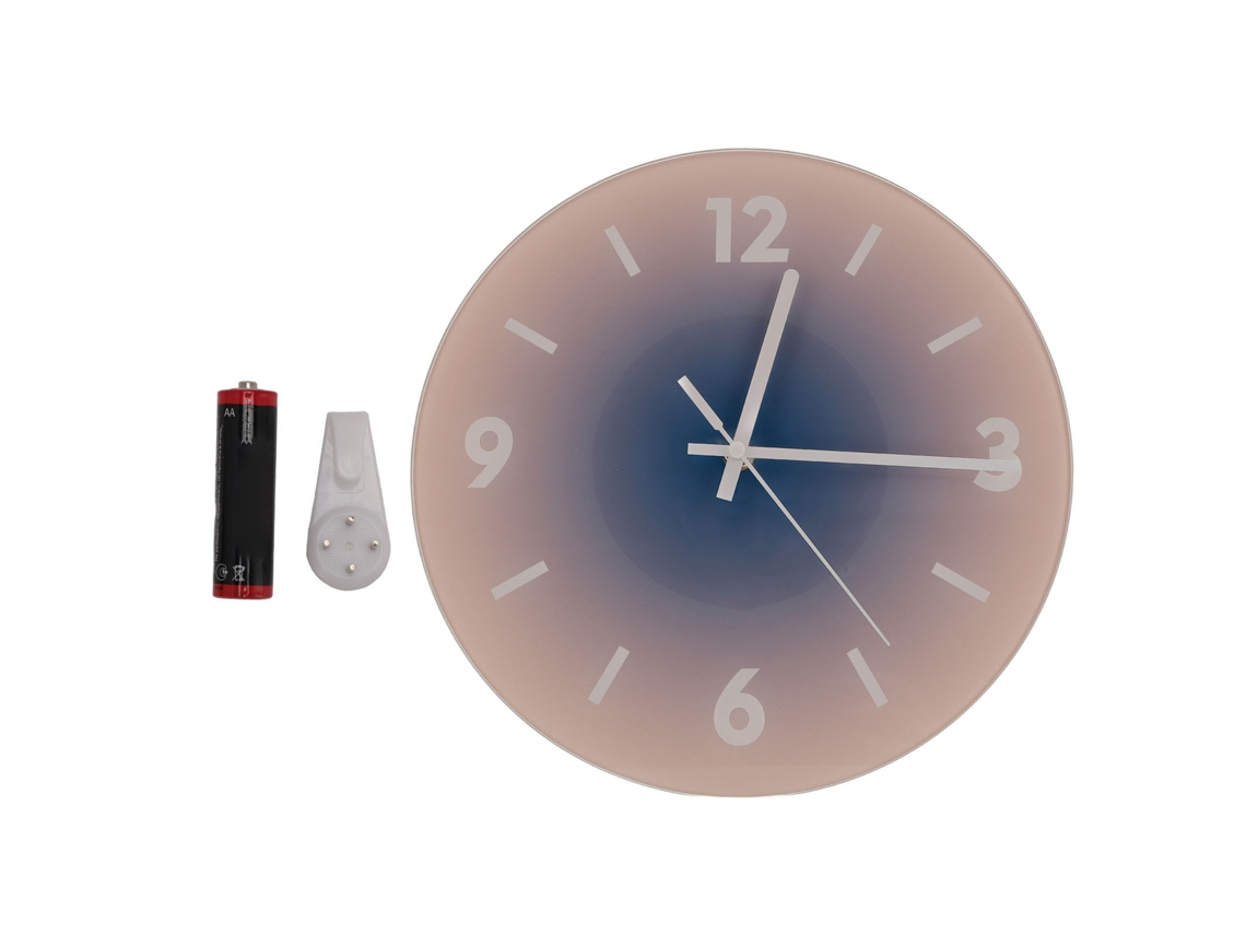 Reloj De Pared Moderno Y Silencioso De Cristal De 30 Cm Para Sala De Estar, Color Azul Degradado.