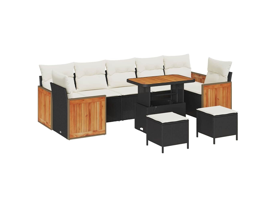Maison Exclusive - Conjunto De Sofás De Jardín Con Cojín 13 Pcs Negro Y Crema