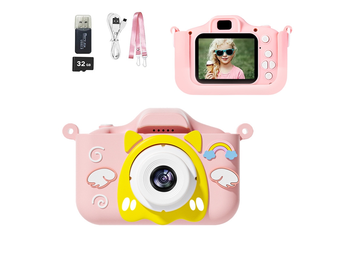 Cámara digital de juguete para niños Y20, grabación HD de 1080p, incluye tarjeta SD de 32 GB y lector de tarjetas - Rosa Hexinyigjly