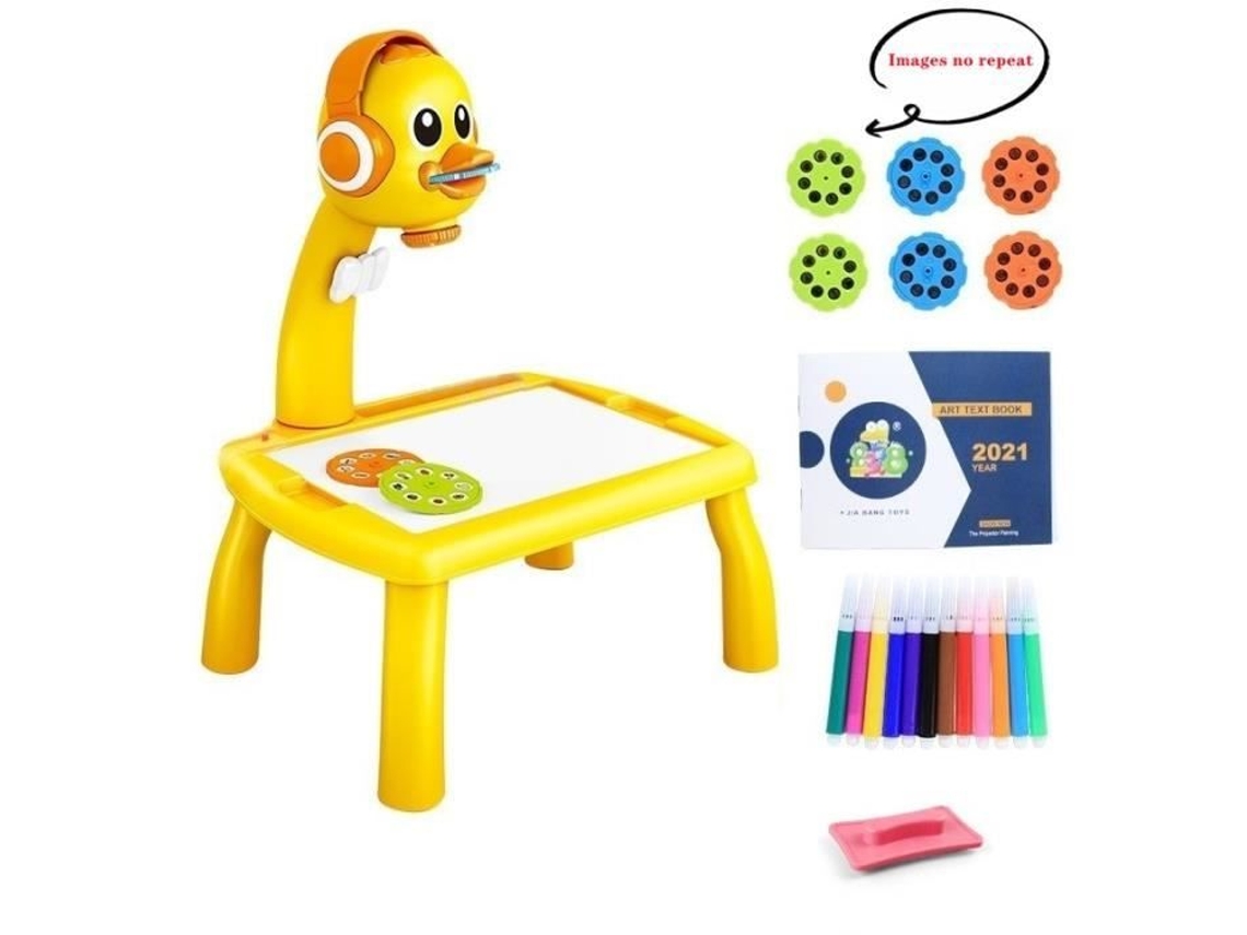 Tablero de dibujo de pato amarillo, 6 diapositivas, mini proyector Led para arte infantil, mesa de dibujo, tablero de pintura, mesa pequeña YWEI