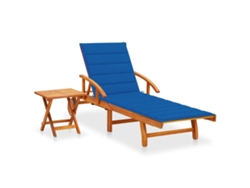 Tumbona Lounger de Jardín con Mesa y Cojín Madera de Acacia Maciza