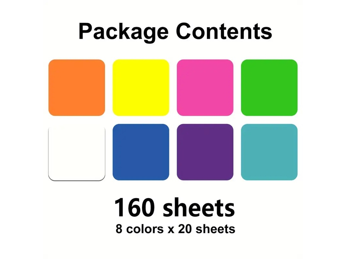 Bloc de notas Eifson, 160 hojas adhesivas transparentes (colores fluorescentes)