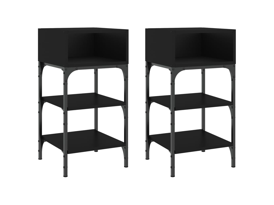 Juego de mesitas de noche derivadas de madera negra 35x34,5x70 cm MAISON EXCLUSIVE