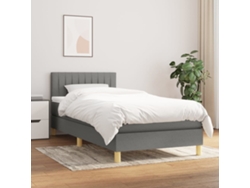 Cama Box Spring Con Colchón Tela Gris Oscuro 80x200 Cm