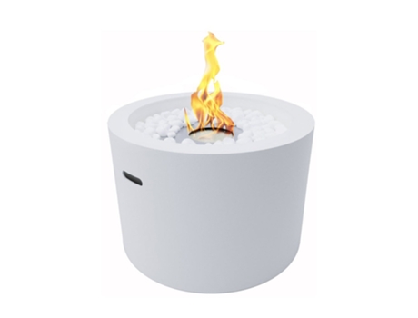 Chimenea de bioetanol hoguera redonda de jardín para uso interior y exterior RODI White d.47,5