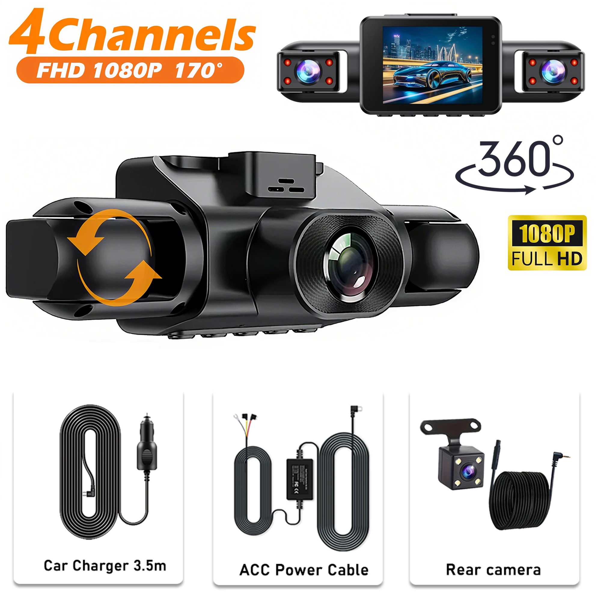 (Kit con tarjeta SD 32GB integrada) Cámara para vehículos tipo Black Box con función de visión nocturna.