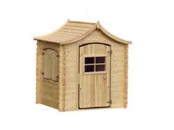 Casita de juegos exterior para niños de 1,1 m² - Casa infantil con suelo de madera de 146 x 112 x 152 cm - Timbela M550