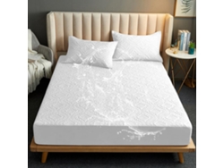 Protector de colchón de fibra impermeable y altamente elástico (160 x 200 cm) Blanco Siurn (1 unidad)