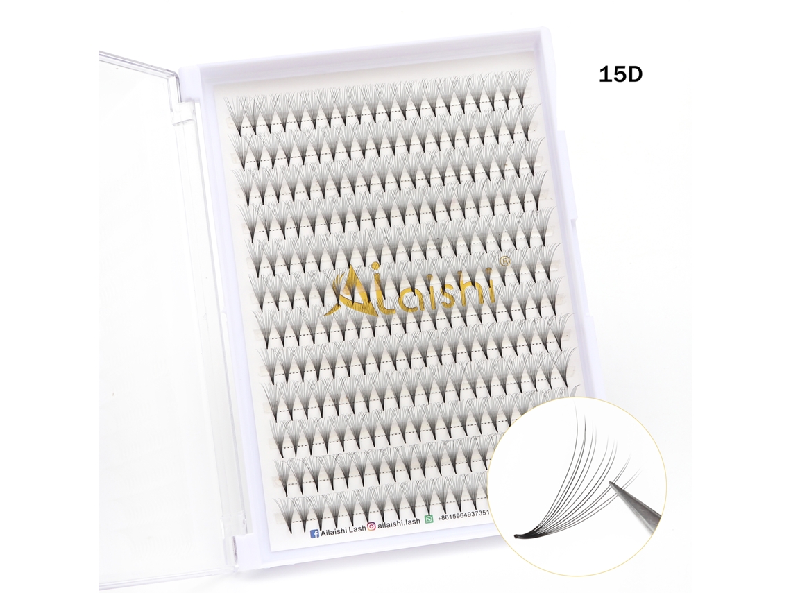Extensiones De Pestañas Postizas De Fibra De Visón (15d), Prefabricadas, Estilo Ruso, Paquete De Trazo Único Grueso
