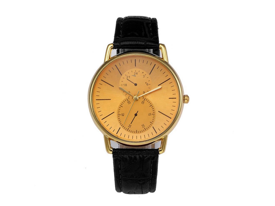 Reloj De Cuarzo Casual Unisex Con Correa Ajustable, Elegante Y Sencillo (base Dorada, Correa Negra)