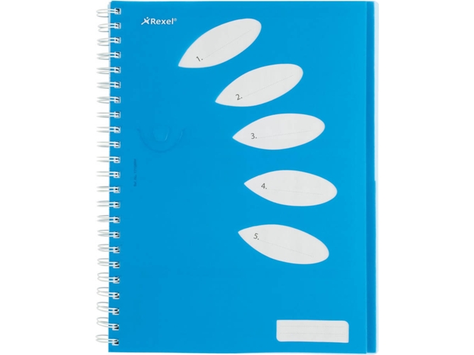 Cuarderno REXEL Bloc de notas Joy 5 temas 250 páginas A4 azul (Azul - A4 - Pautado - 21x29.7cm)