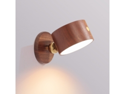 Lámpara De Pared Led, Funciona Con Pilas, Puerto De Carga Usb, Esfera Magnética Con Rotación De 360°, Color Marrón. Czhhmart