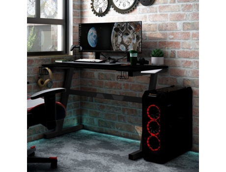 MAISON EXCLUSIVE Escritorio gaming LED con patas en forma Z negro 90x60x75 cm