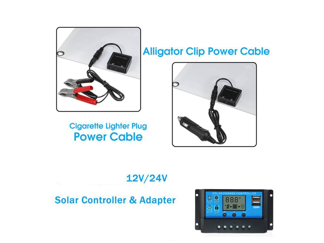 Kit De Panel Solar Monocristalino De 18 V Y 25 W Con Controlador Usb Pwm De 60 A Y Cargador Impermeable Para Vehículos Recreativos Y Aplicaciones Marinas.