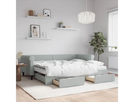 VIDAXL Sofá cama nido con cajones terciopelo gris claro 90x200 cm