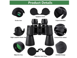 Binoculares profesionales compactos HD 20x50 de gran aumento para observación de aves, caza y actividades al aire libre, color negro Yizhood