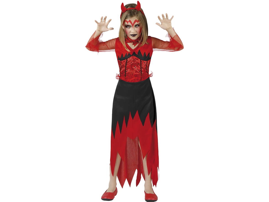 Disfraz de Niña DISFRAZZES Diablesa Negra Y Roja (Talla: 7 a 9 años)