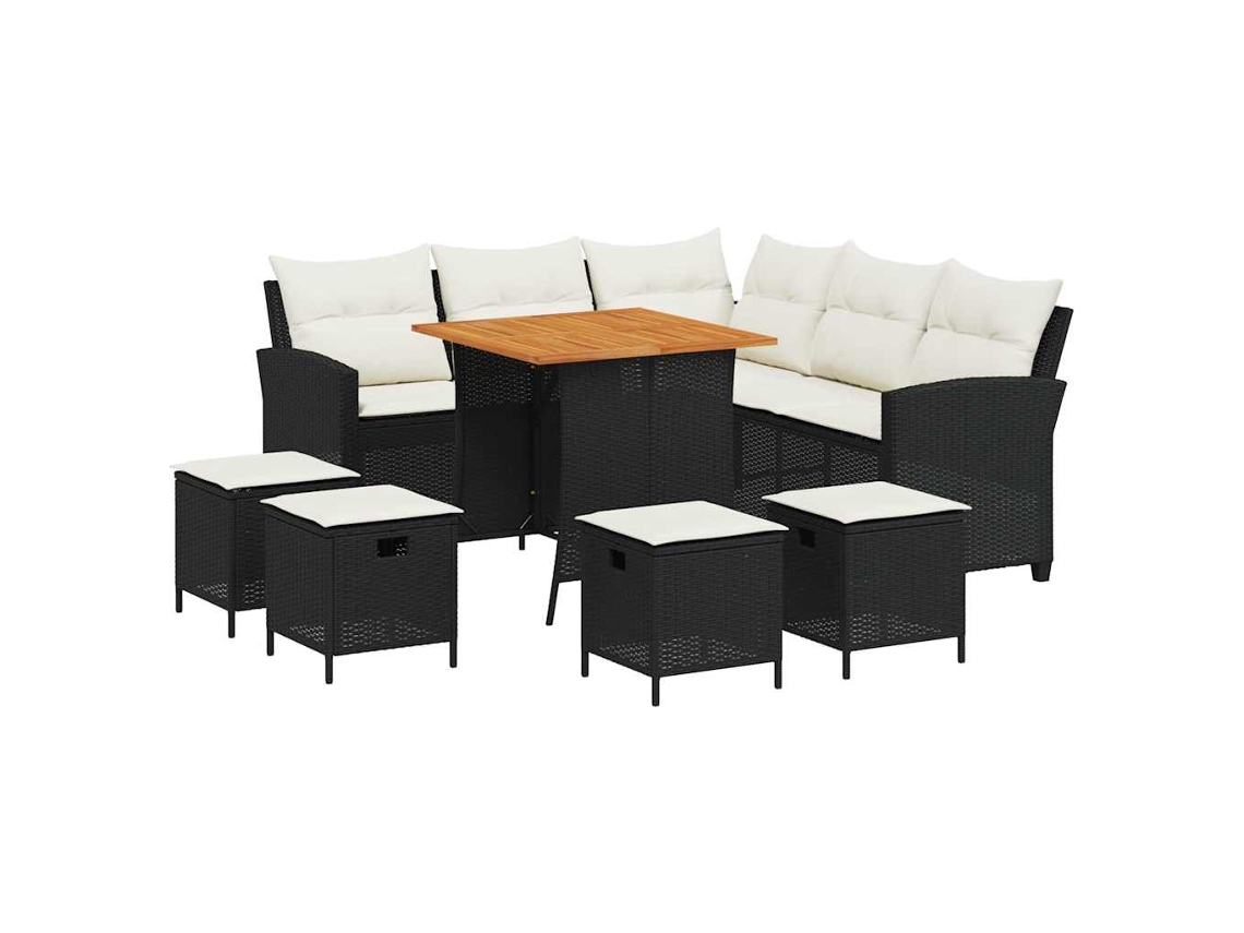 Maison Exclusive - Set De Sofás De Jardín En Forma De L Con Cojines 6 Pzas Negro