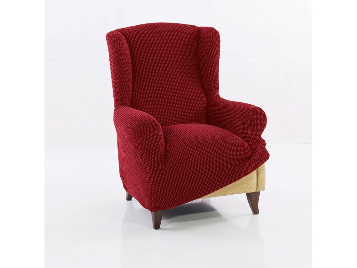 Maxifundas | Funda Sillon Orejero Super Elástica Relive | Color Rojo | Alta Elasticidad Y Tacto Suave | Hecho En España.