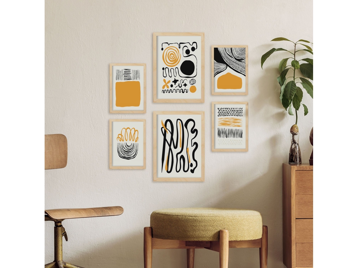 NACNIC Set De 6 Posters En Tinta Negra Emociones Láminas Artísticas Y Abstractas Para  Tamaños A3 & A4 Marcos Negros
