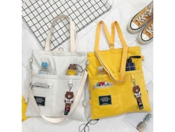 Bolso de mano de lona para mujer, bandolera, gran capacidad, sencillo, plegable, bolsa de compras, mochila escolar para niñas. GOKOCO