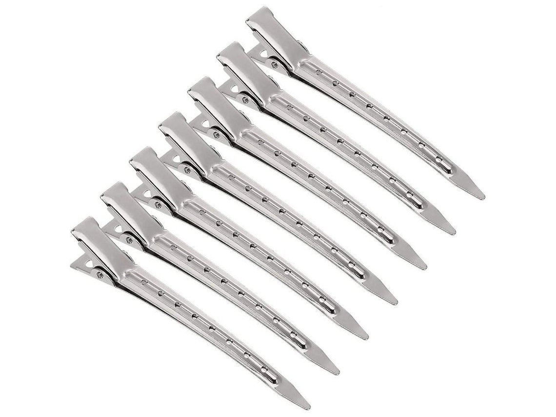 12 Pinzas Metálicas Para El Cabello Con Forma De Cocodrilo, Pinzas Profesionales Para El Cabello Para Manualidades - Plateadas A