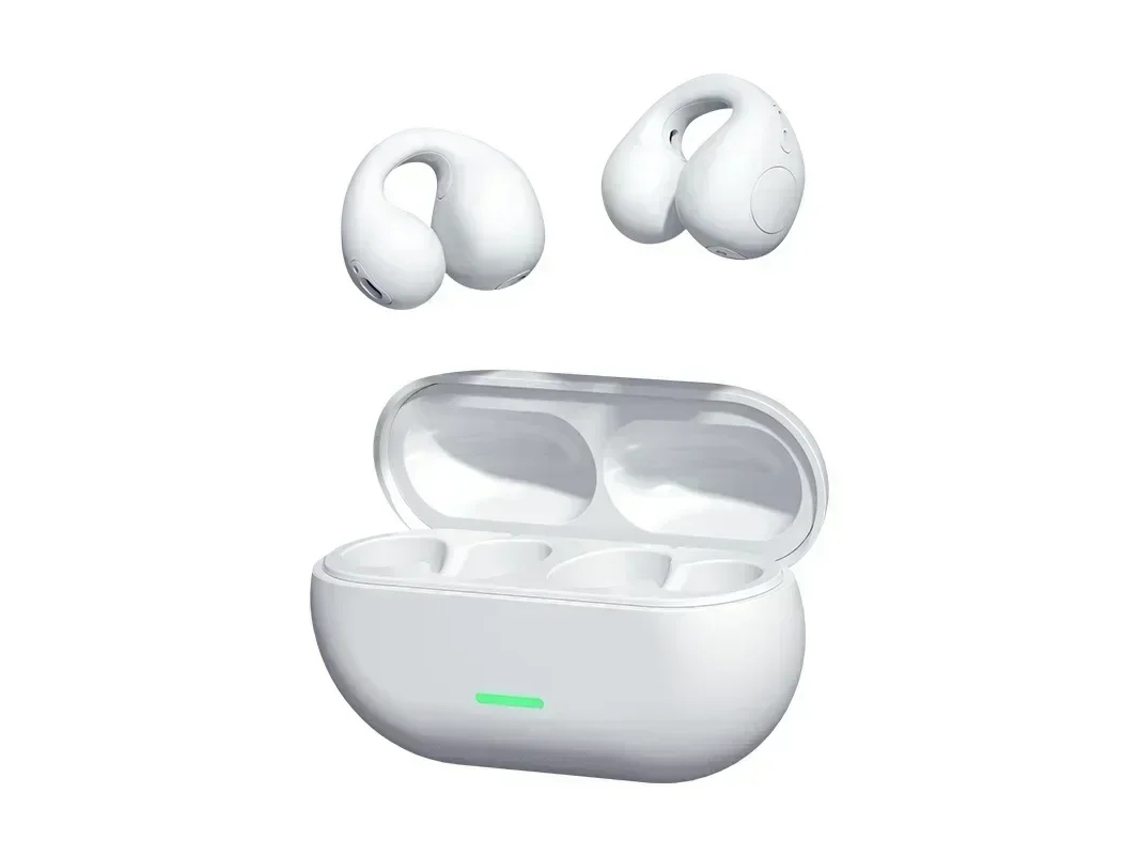 (blanco) Auriculares Inalámbricos Bluetooth 5.3, Compatibles Con Conducción Ósea, Auriculares Con Clip Y Cancelación De Ruido.