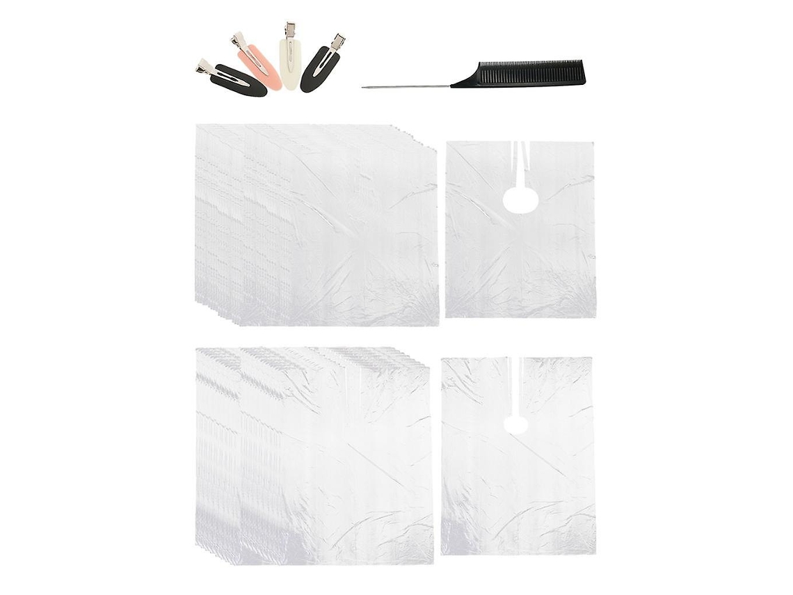 200 unidades de capa desechable para corte de cabello, delantal de peluquería + pinzas + peine