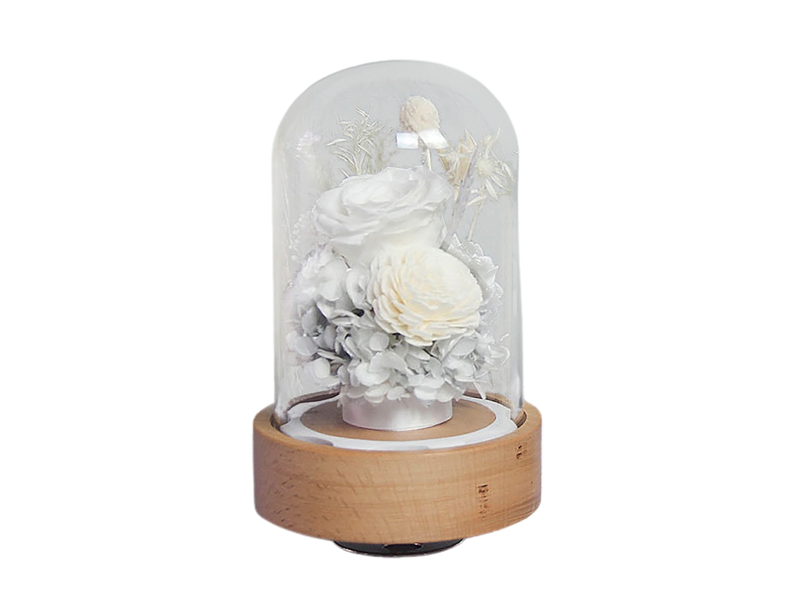 Caja de música de rosas giratoria, decoración musical hecha a mano