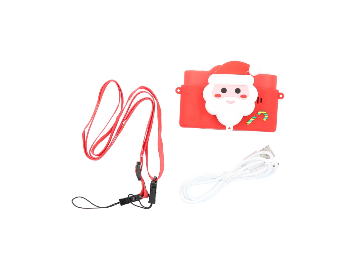 2026-cámara Para Niños Papá Noel Con Doble Cámara Vídeo Música Usb Recargable Regalo De Navidad Rojo