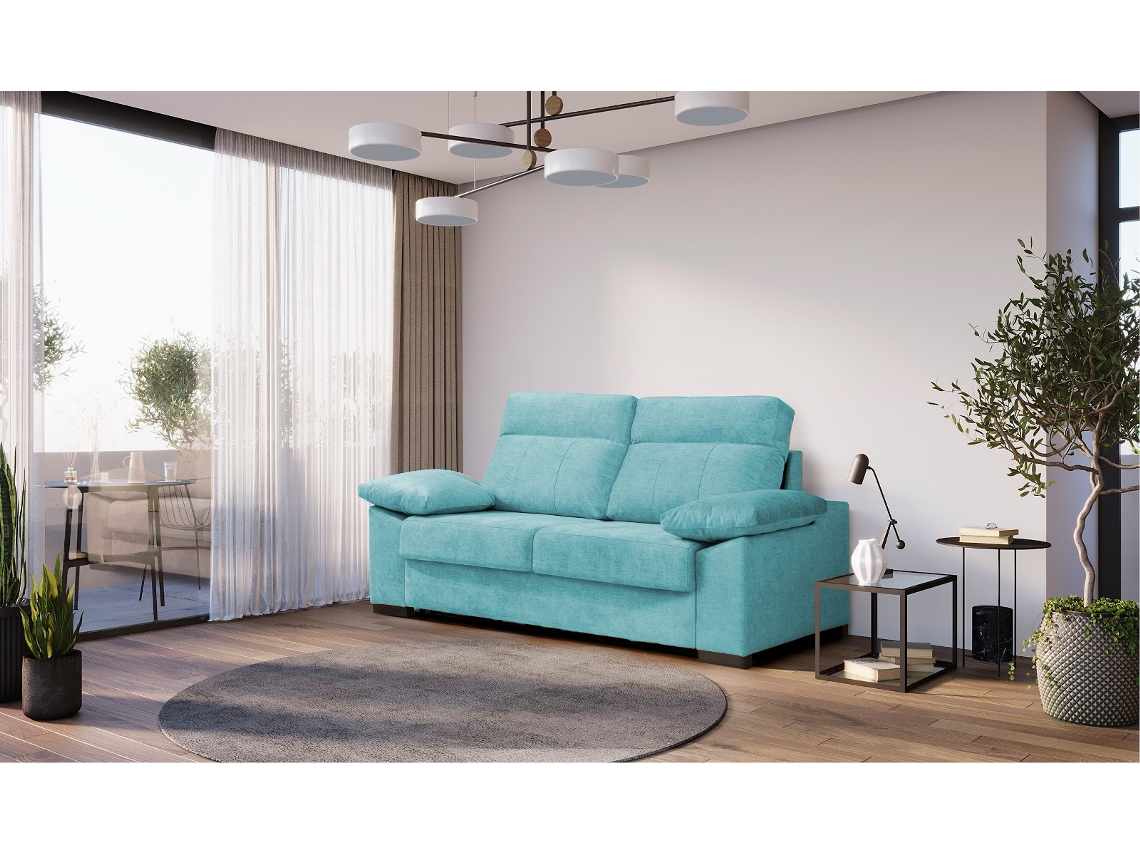Sofa Cama Italiano | Sistema apertura italiana | 3 Plazas | Color tapizado Azul claro | Colchon 140x190