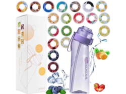 Botella De Agua Deportiva De 650 Ml Sin Bpa Con 19 Cápsulas De Sabores Aleatorios (púrpura Transparente) Chrui