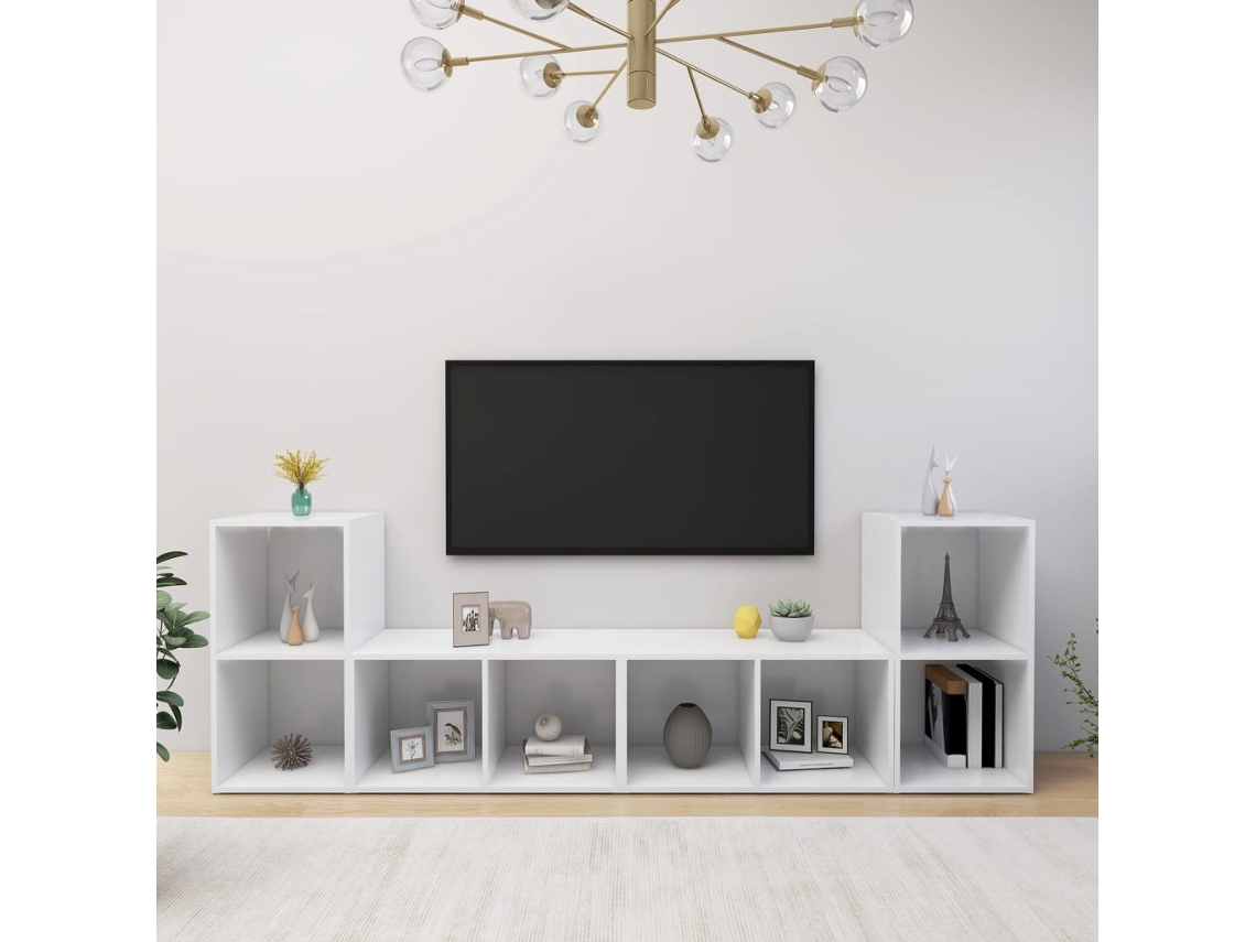 Estantería/Muebles de TV 4 Pzs 72X35X36,5 Cm Contrachapado Blanco