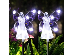 Paquete De 2 Luces Solares Led Con Forma De Ángel Para Decoración De Jardín Exterior, Impermeables, Ideales Para Navidad Y Halloween.