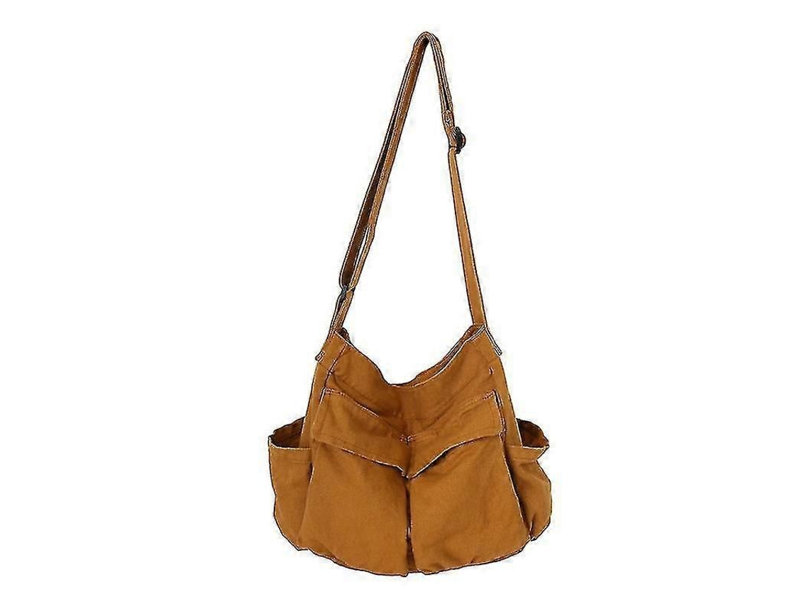 Bolso bandolera grande de lona, con múltiples bolsillos, para mujer y hombre.