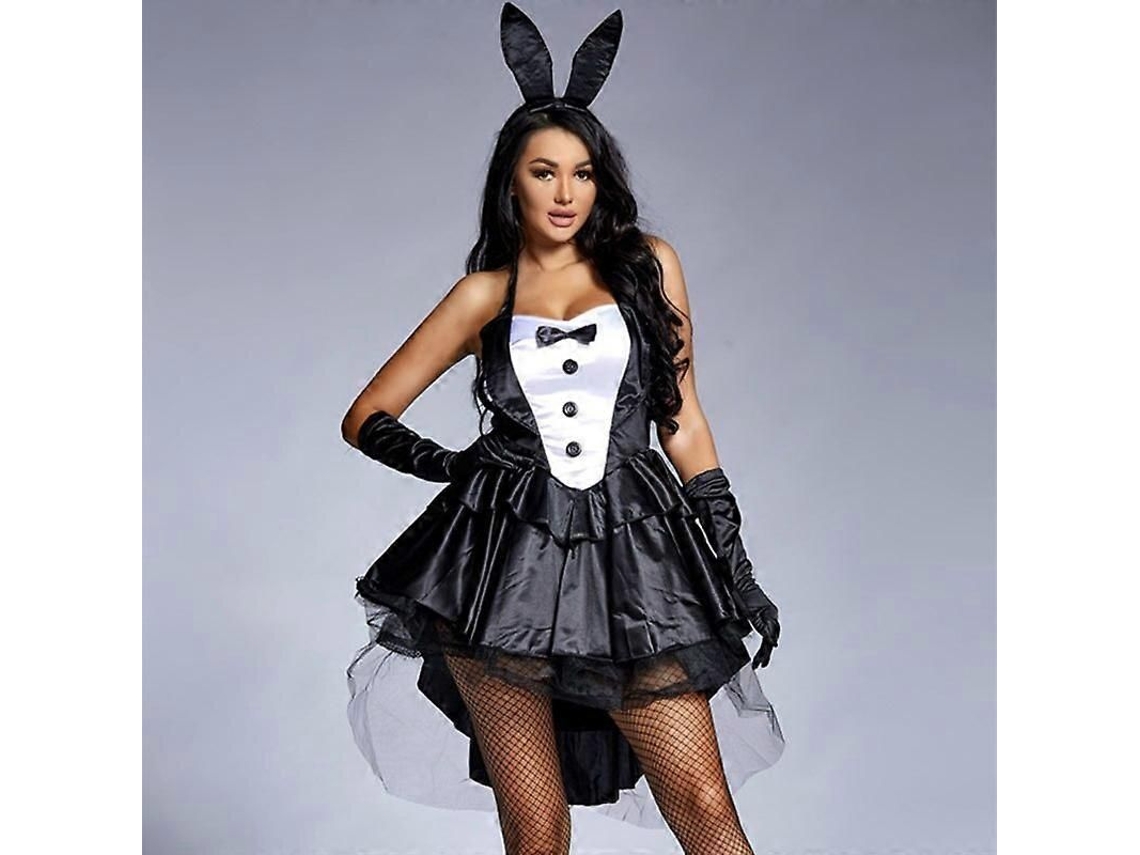 Disfraz De Conejita Sexy Para Mujer, Esmoquin De 3 Piezas Con Cola Para Fiesta De Halloween, Tallas Grandes.