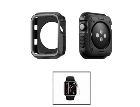 Kit Carcasa de Protección Reforzada + Protector de Hidrogel para Apple Watch Se (2022) 44mm GIFT4ME Negro/Gris