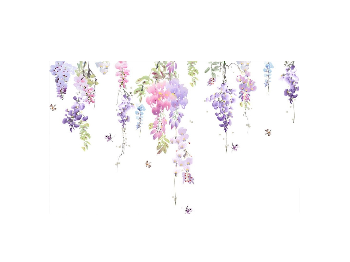 Pegatinas de pared decorativas con flores, enredaderas y mariposas, 2 unidades, para salón y dormitorio