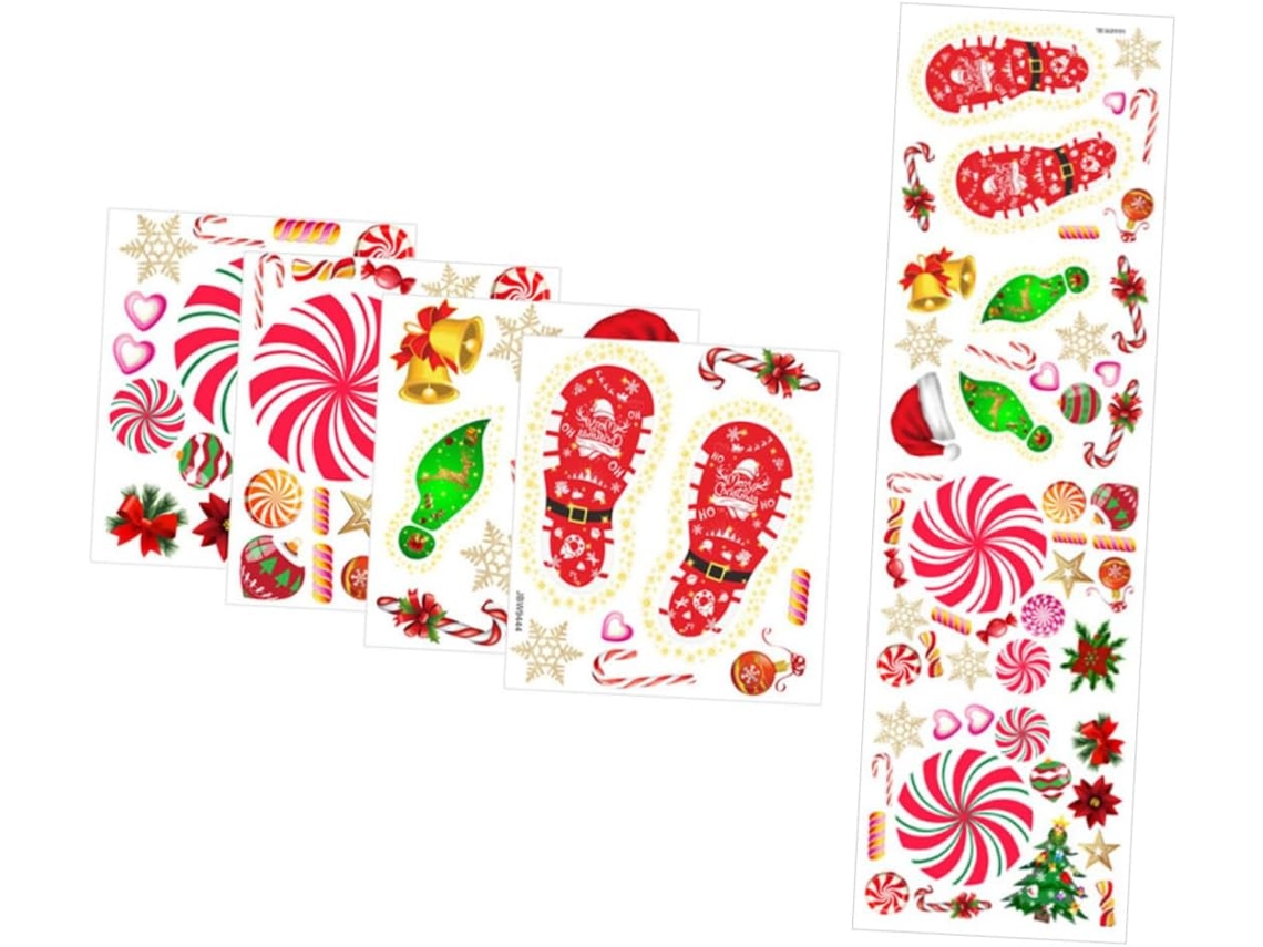 Juego de 5 pegatinas navideñas, pegatinas para ventanas, pegatinas para escaleras, pegatinas de PVC para suelo, pegatinas Slowmoose