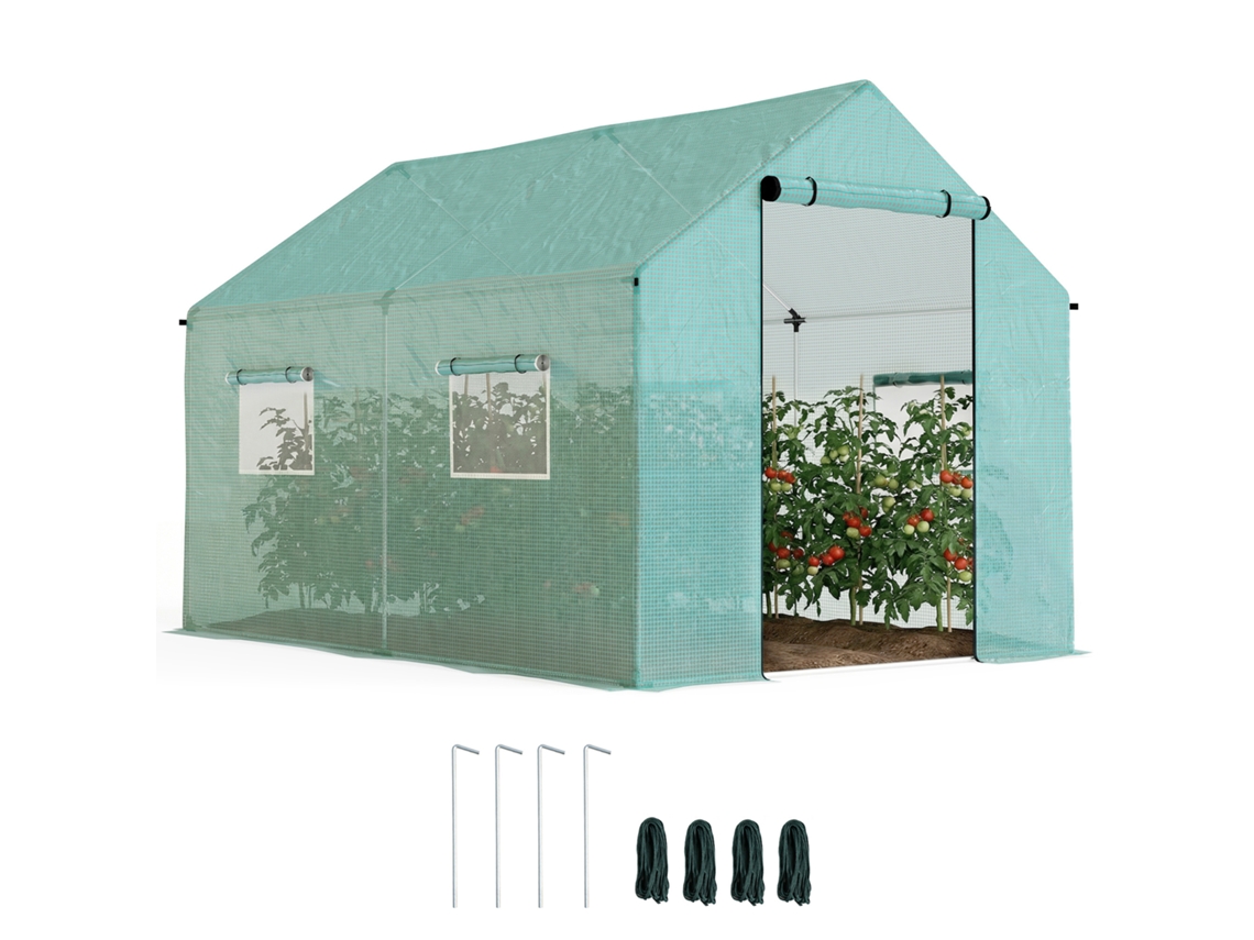 Invernadero Tipo Túnel De 2x3x2 M Con 4 Ventanas Y Puerta Con Cremallera.