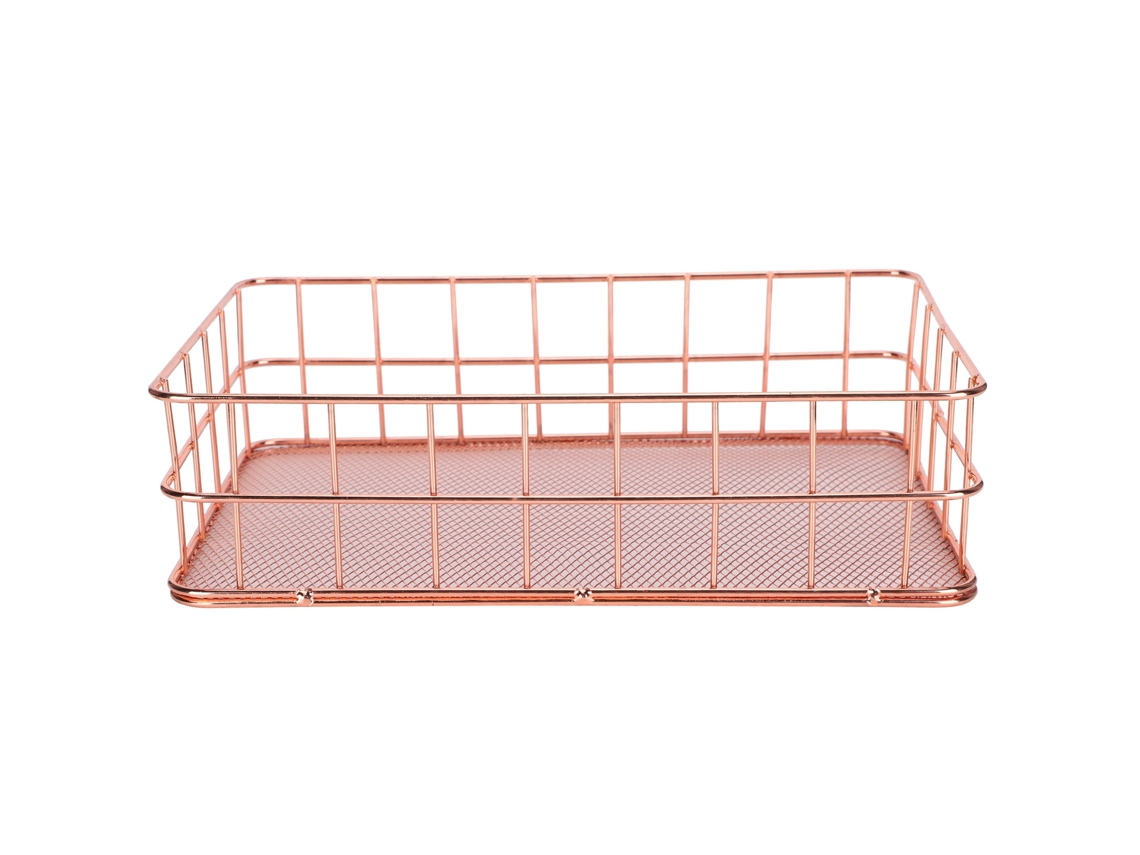 Canasta De Alambre Organizadora Para Escritorio, Organizador De Alambre De Metal Para Almacenamiento Doméstico (rosa Oro)