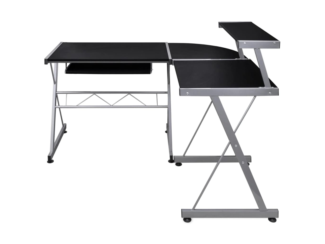 Escritorio | Mesa | Escritorio esquinero para PC 132x112x99 cm Derivados de madera Negro