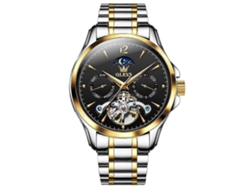 Reloj mecánico multifuncional impermeable para hombre Olevs 6650 con correa de acero hueca Hengrongshen